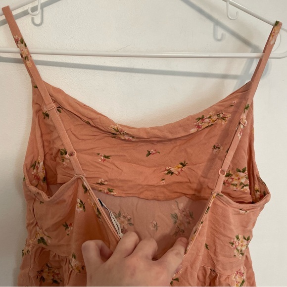 AMERICAN EAGLE Cowl Neck Babydoll Top Peach Pink / Orange Green Floral Boho Tank - Picture 13 of 16